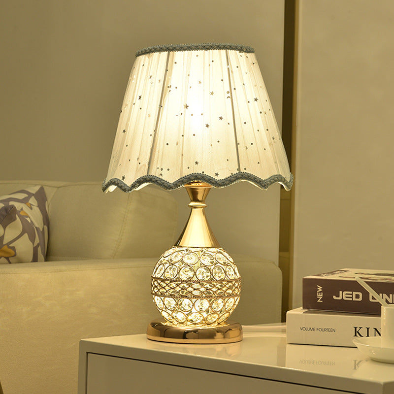Crystal Table Lamp – Gold Bedside Light with Remote & Key Switch