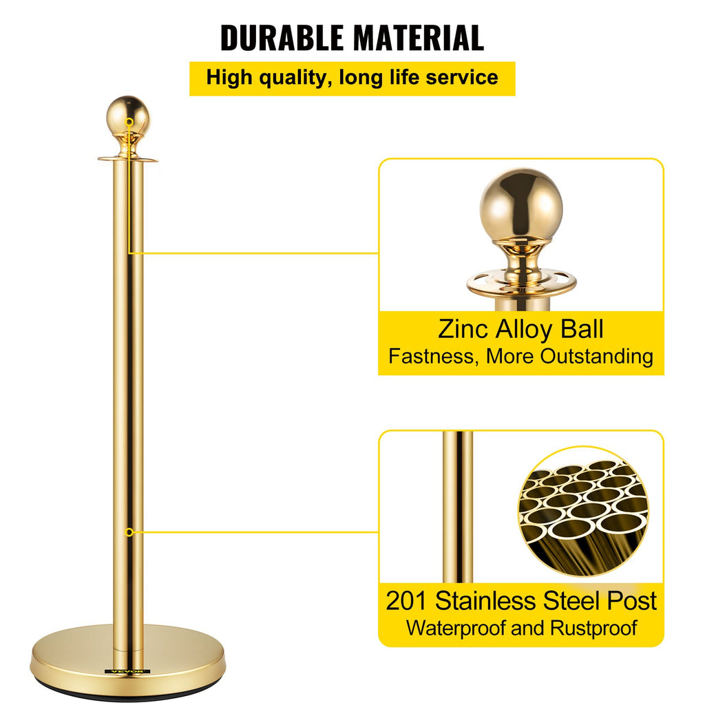 Stanchion Posts 8pc - Gold Velvet Rope Barrier Set