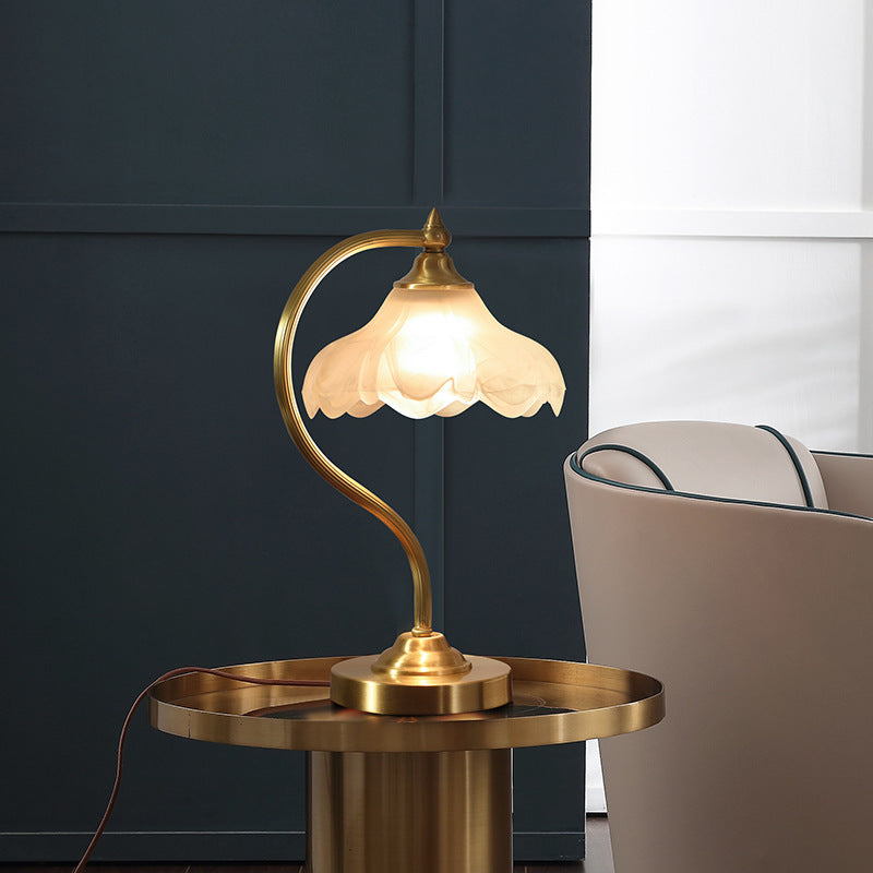 Copper & Glass Bedside Table Lamp – Classic Bedroom Accent Light