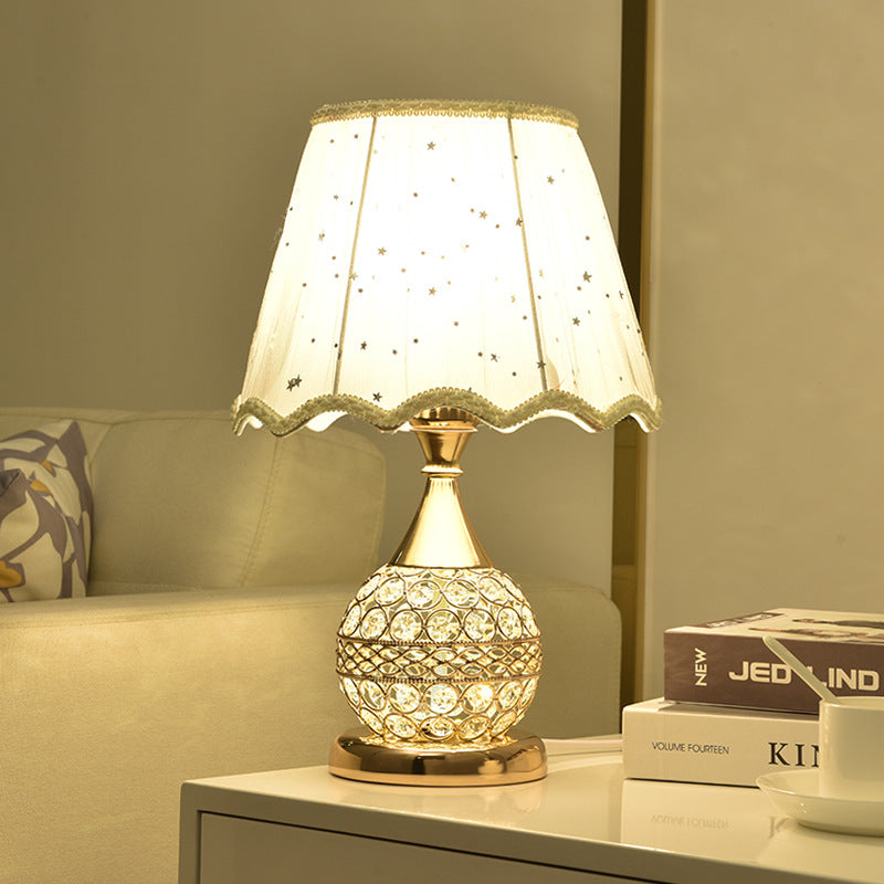 Crystal Table Lamp – Gold Bedside Light with Remote & Key Switch