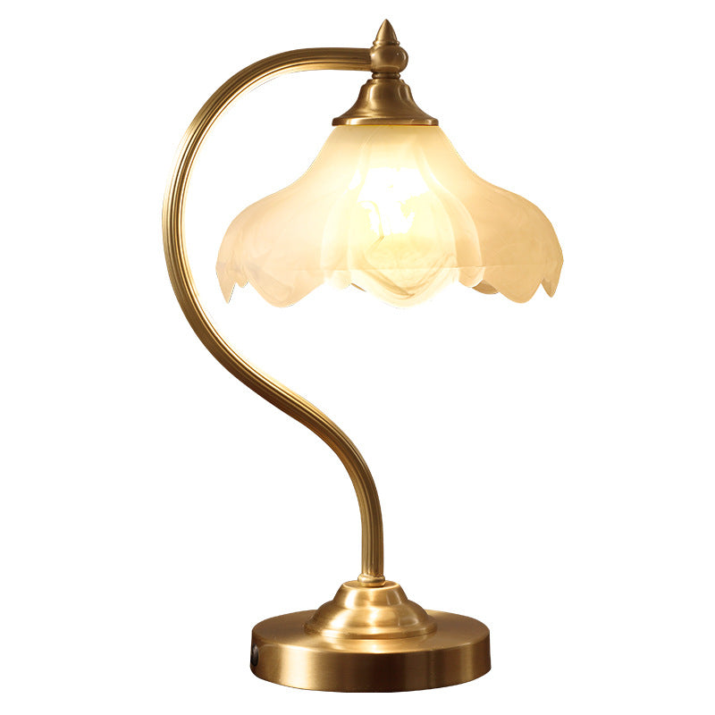 Copper & Glass Bedside Table Lamp – Classic Bedroom Accent Light