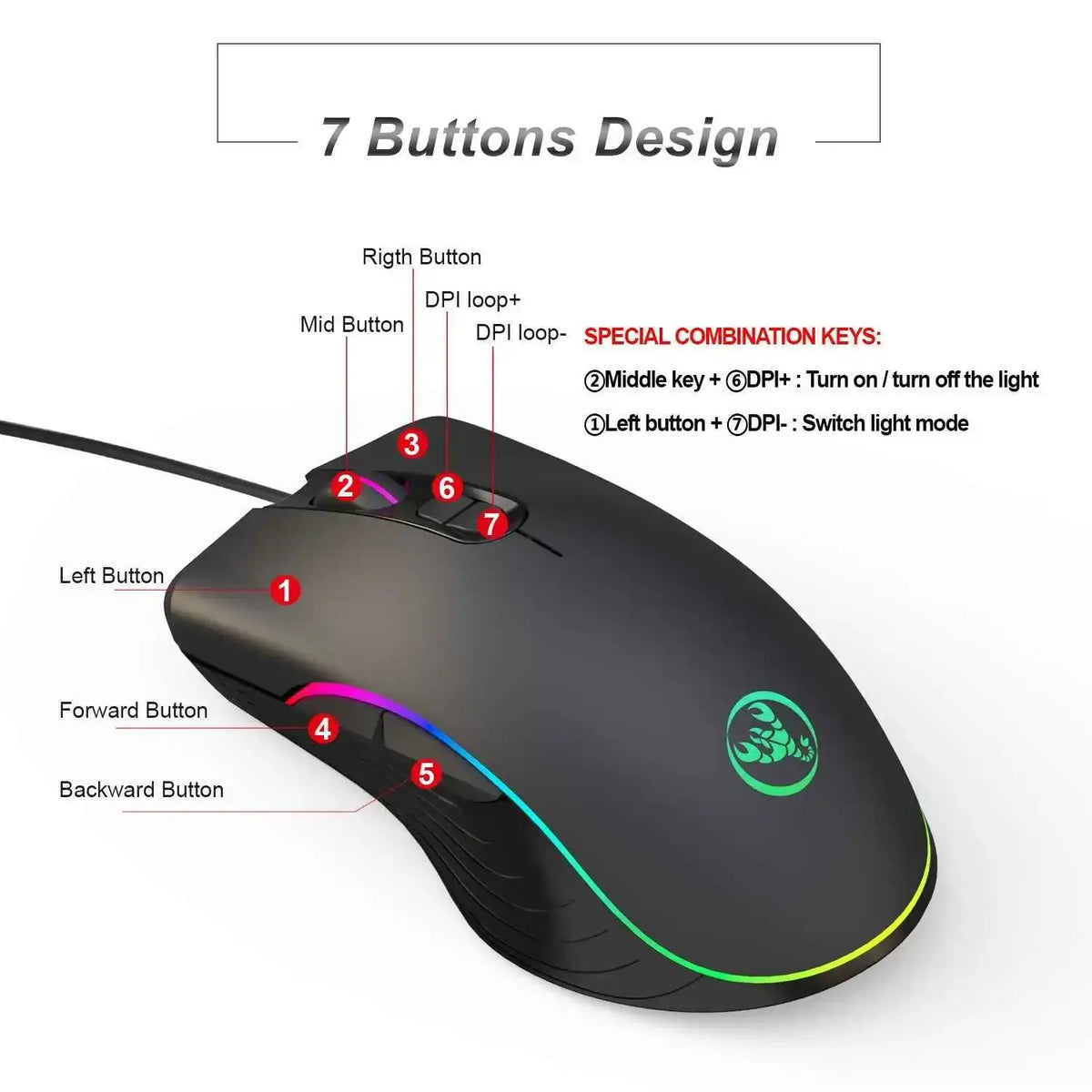 RGB Gaming Mouse - Wired LED
