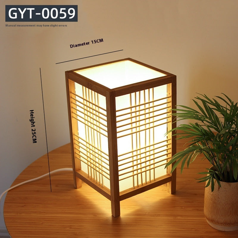 Japanese Bamboo Table Lamp – Handmade Bedside Light with E27 Socket
