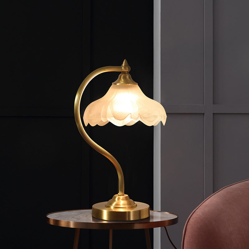 Copper & Glass Bedside Table Lamp – Classic Bedroom Accent Light