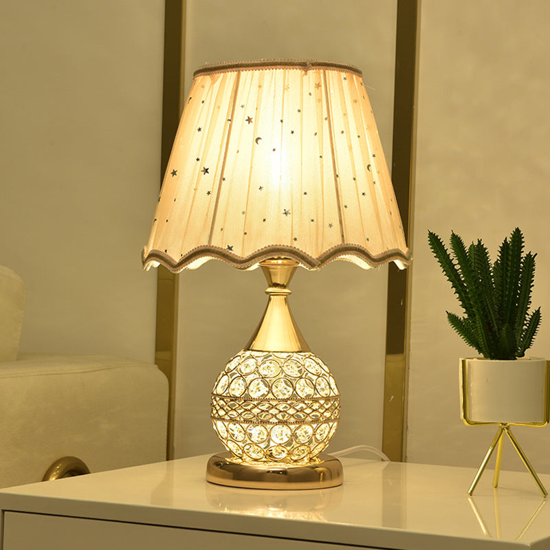 Crystal Table Lamp – Gold Bedside Light with Remote & Key Switch
