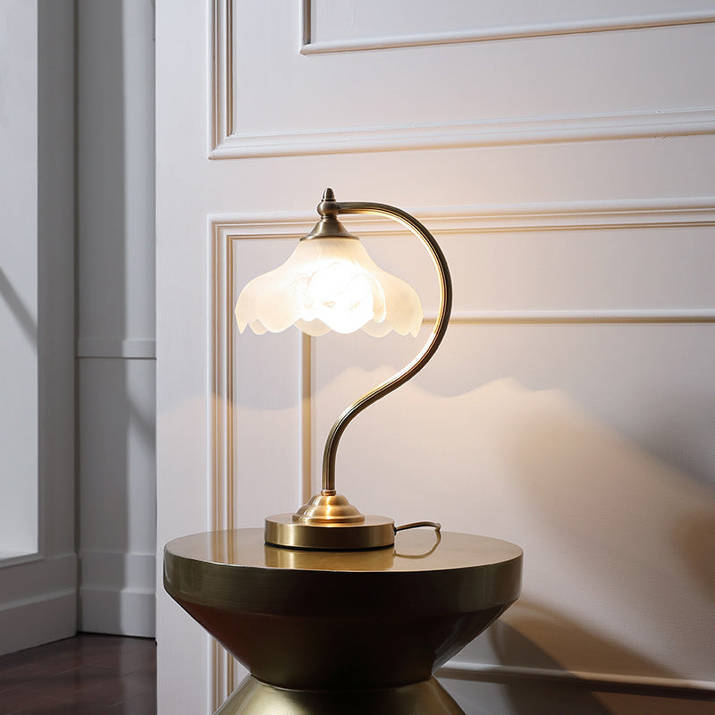 Copper & Glass Bedside Table Lamp – Classic Bedroom Accent Light