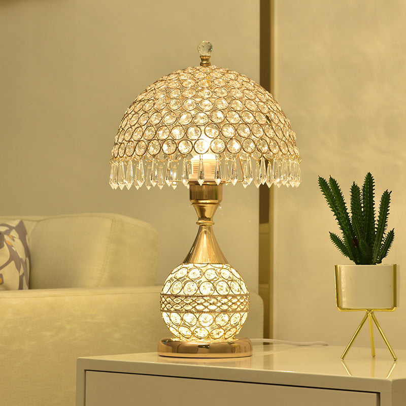Crystal Table Lamp – Gold Bedside Light with Remote & Key Switch