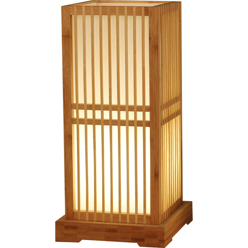Japanese Bamboo Table Lamp – Handmade Bedside Light with E27 Socket