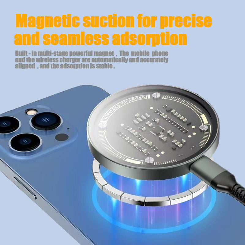 15W Magnetic Wireless Charger – Compatible with iPhone 12–17 Pro Max (Qi2)