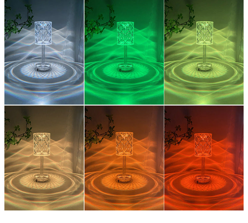 Crystal Rose Bedside Lamp – 16-Colour LED Ambience Light with Remote