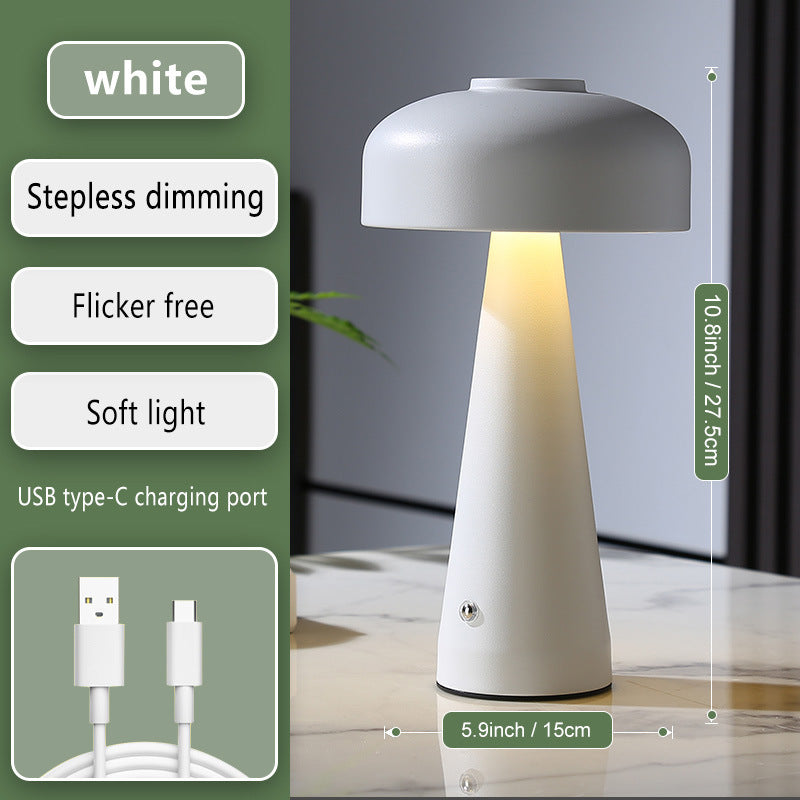 Mushroom Bedside Lamp – Rechargeable LED Night Light with Built-in Battery