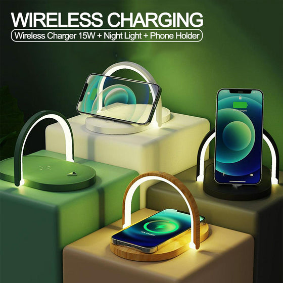 3-in-1 Foldable Wireless Charger with Night Light – 15W Fast Charging Station