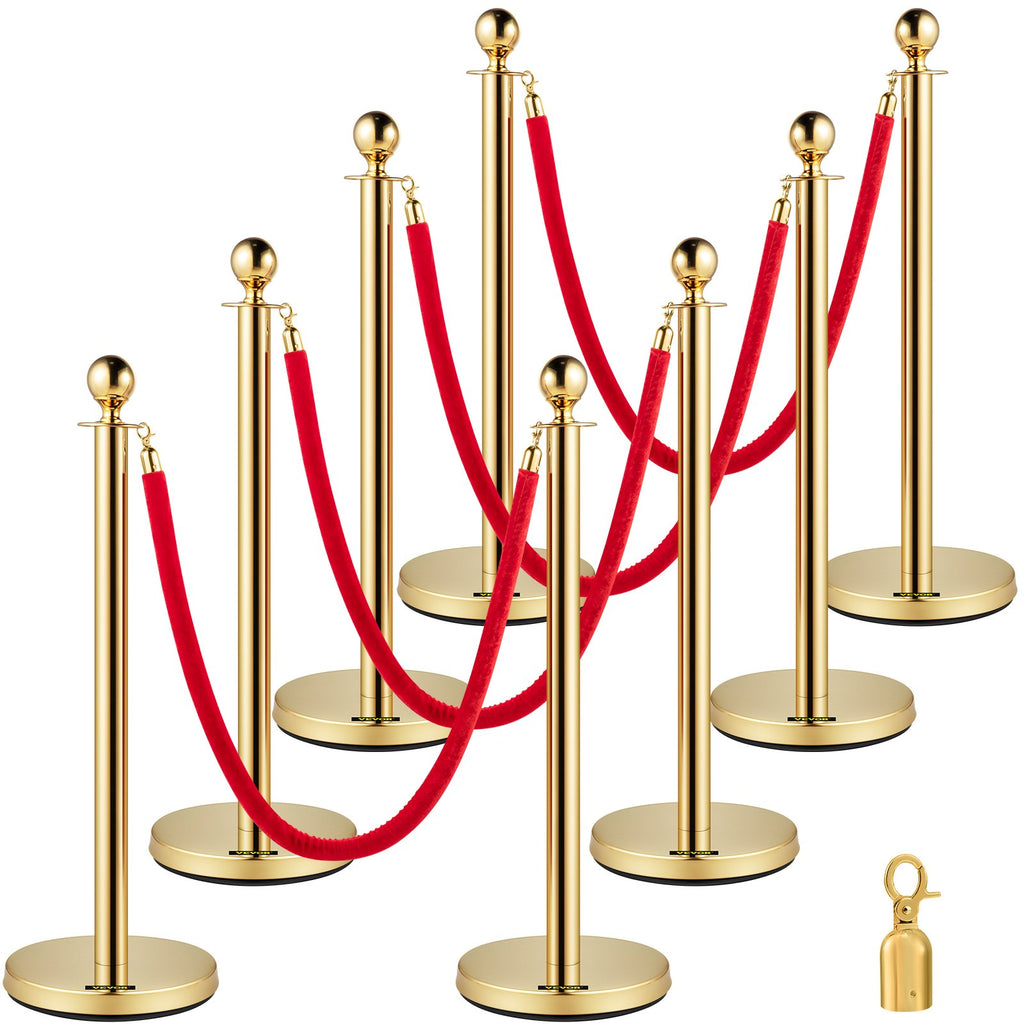 Stanchion Posts 8pc - Gold Velvet Rope Barrier Set