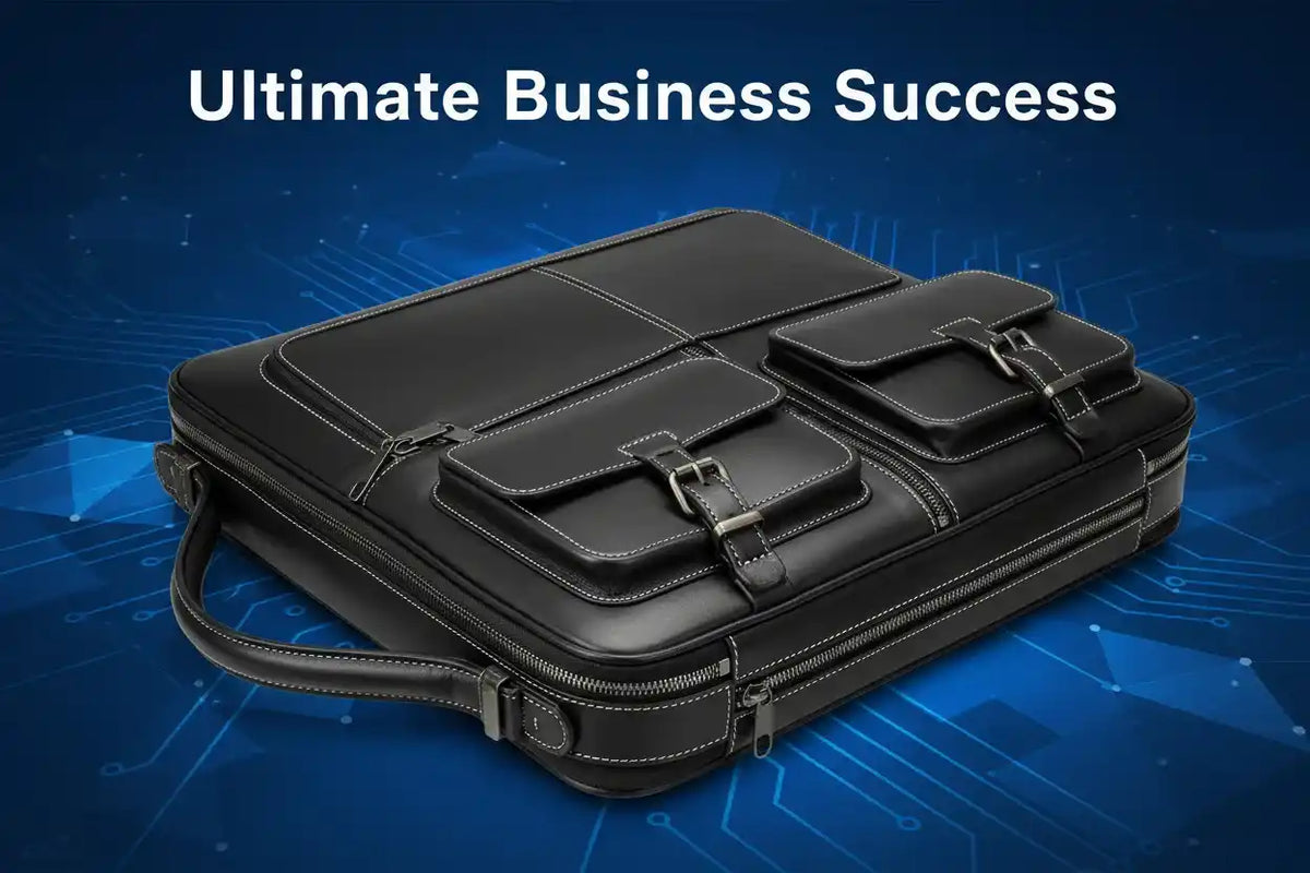 make-an-image-of-a-laptop-bag-in-great-condition-with-a-blue-tech-background-and-have-it-say-ultimate-business-success - True Technology 