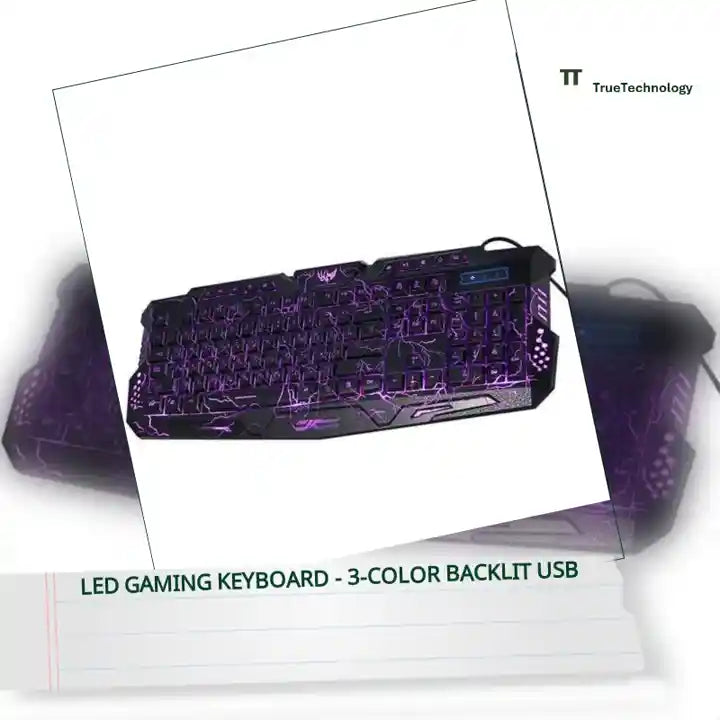 LED Gaming Keyboard - 3-Color Backlit USB by@Outfy