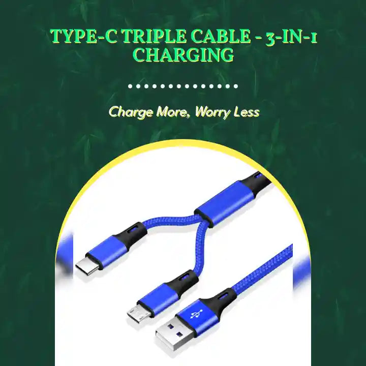 Type-C Triple Cable - 3-in-1 Charging by@Outfy
