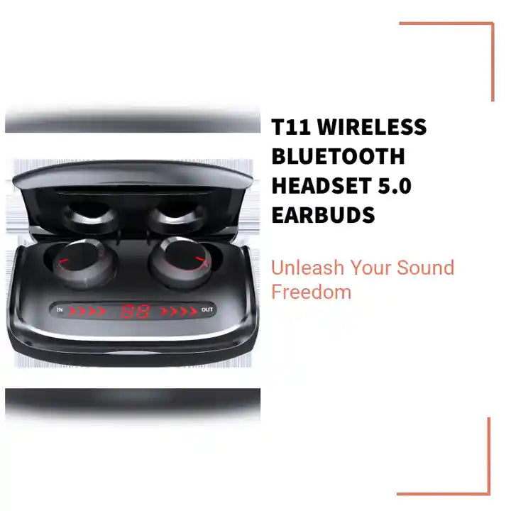 T11 Wireless Bluetooth Headset 5.0 Earbuds by@Outfy