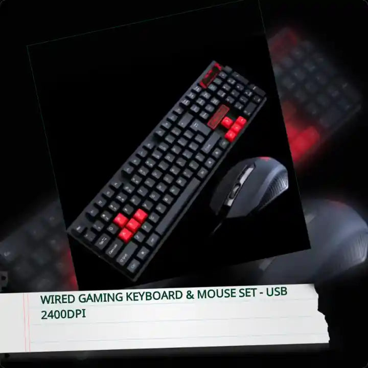 Wired Gaming Keyboard &amp; Mouse Set - USB 2400DPI by@Outfy