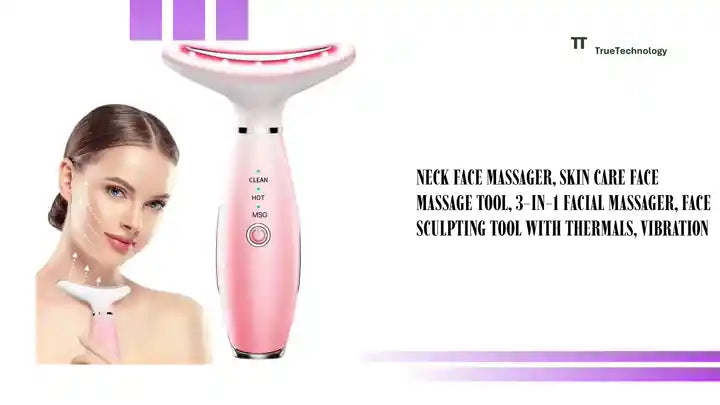 Neck Face Massager, Skin Care Face Massage Tool, 3-in-1 Facial Massager, Face Sculpting Tool With Thermals, Vibration by@Outfy