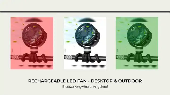 Rechargeable LED Fan - Desktop &amp; Outdoor by@Outfy