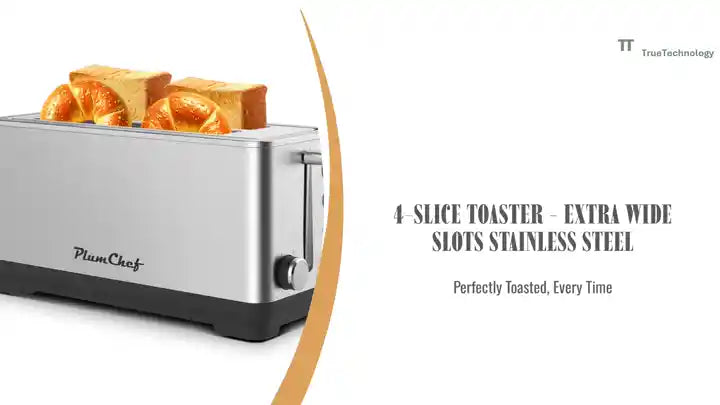 4-Slice Toaster - Extra Wide Slots Stainless Steel by@Outfy