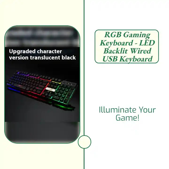 RGB Gaming Keyboard - LED Backlit Wired USB Keyboard by@Outfy