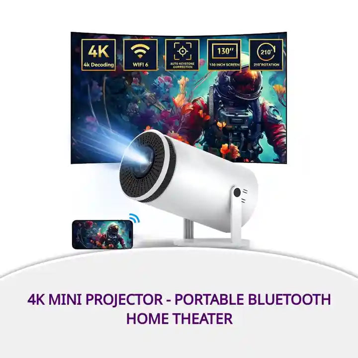 4K Mini Projector - Portable Bluetooth Home Theater by@Outfy