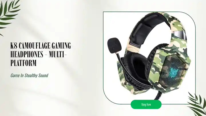 K8 Camouflage Gaming Headphones - Multi-Platform by@Outfy