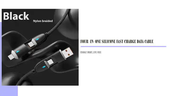 Four-in-one Silicone Fast Charge Data Cable by@Outfy