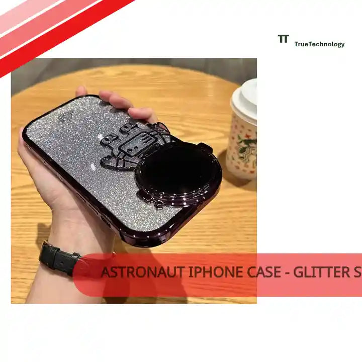 Astronaut iPhone Case - Glitter Stand by@Outfy