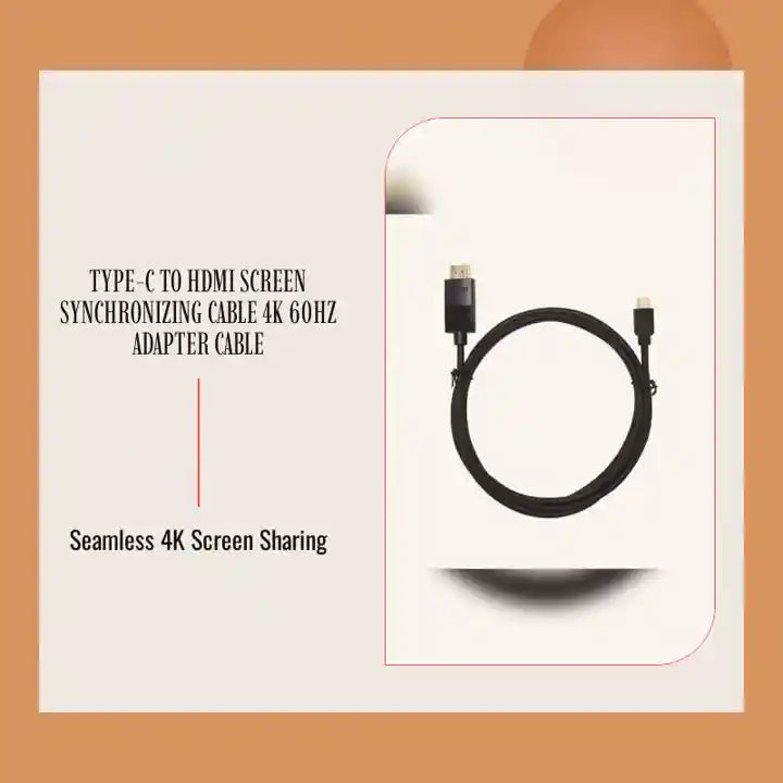 Type-C To HDMI Screen Synchronizing Cable 4K 60Hz Adapter Cable by@Outfy