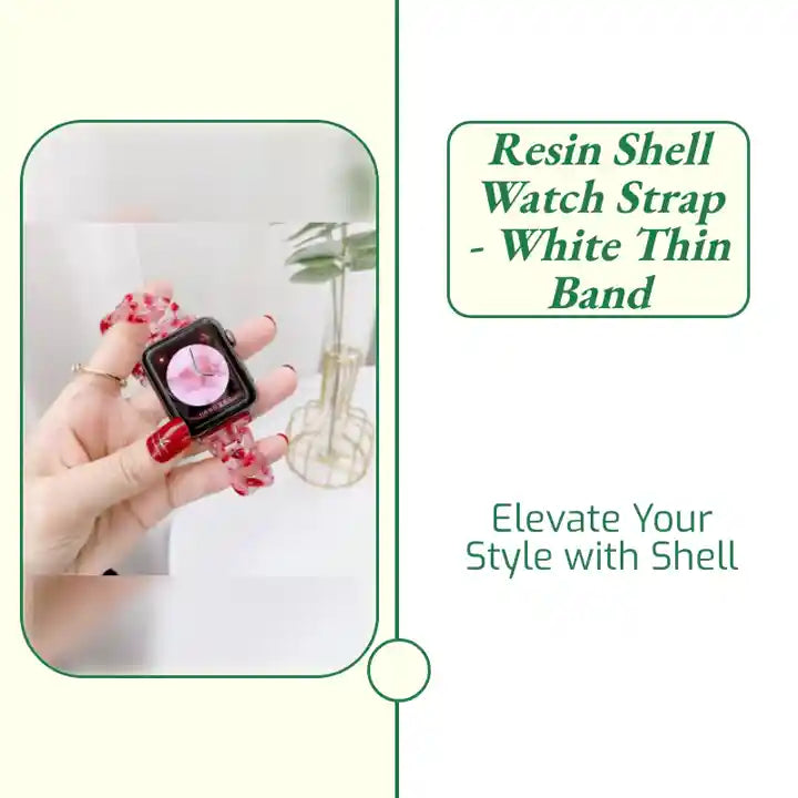 Resin Shell Watch Strap - White Thin Band by@Outfy
