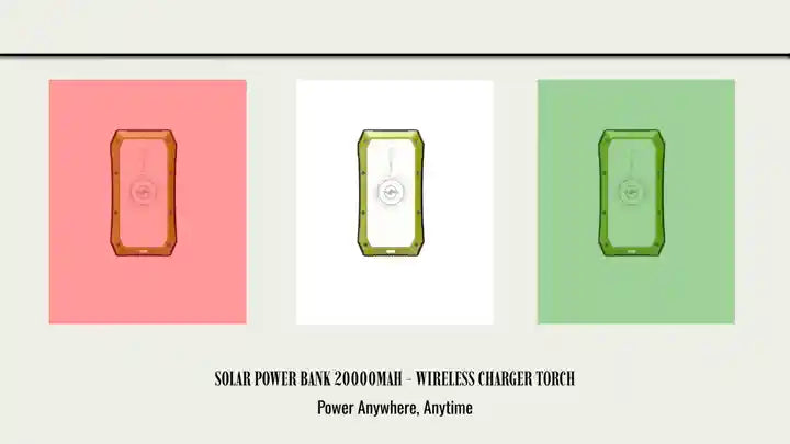 Solar Power Bank 20000mAh - Wireless Charger Torch by@Outfy