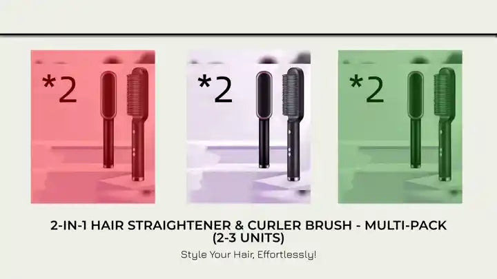 2-in-1 Hair Straightener &amp; Curler Brush - Multi-Pack (2-3 Units) by@Outfy