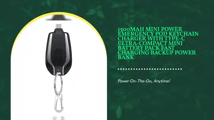 1500mAh Mini Power Emergency Pod Keychain Charger With Type-C Ultra-Compact Mini Battery Pack Fast Charging Backup Power Bank by@Outfy