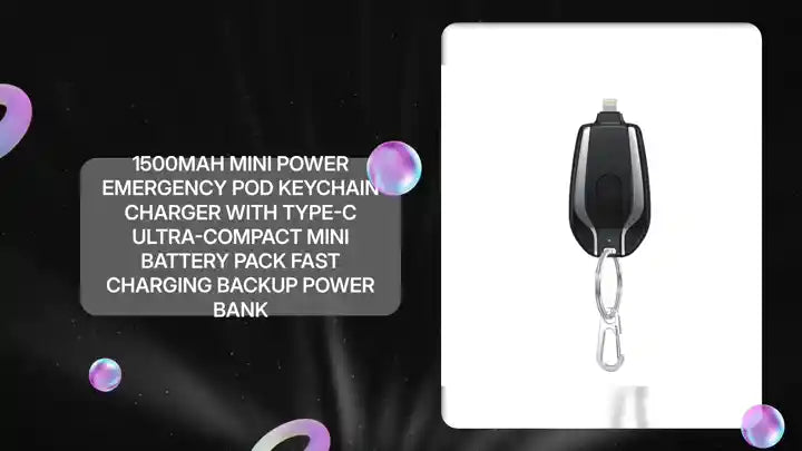 1500mAh Mini Power Emergency Pod Keychain Charger With Type-C Ultra-Compact Mini Battery Pack Fast Charging Backup Power Bank by@Outfy