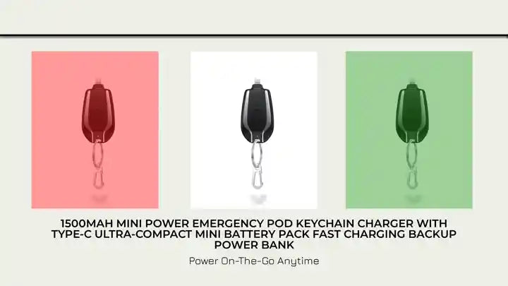 1500mAh Mini Power Emergency Pod Keychain Charger With Type-C Ultra-Compact Mini Battery Pack Fast Charging Backup Power Bank by@Outfy