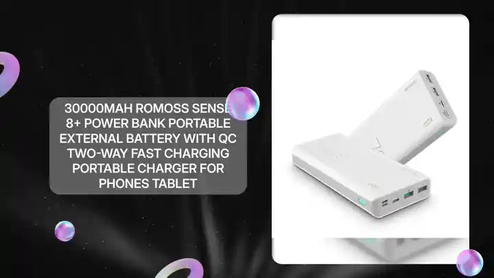 30000mAh ROMOSS Sense 8+ Power Bank Portable External Battery With QC Two-way Fast Charging Portable Charger For Phones Tablet by@Outfy