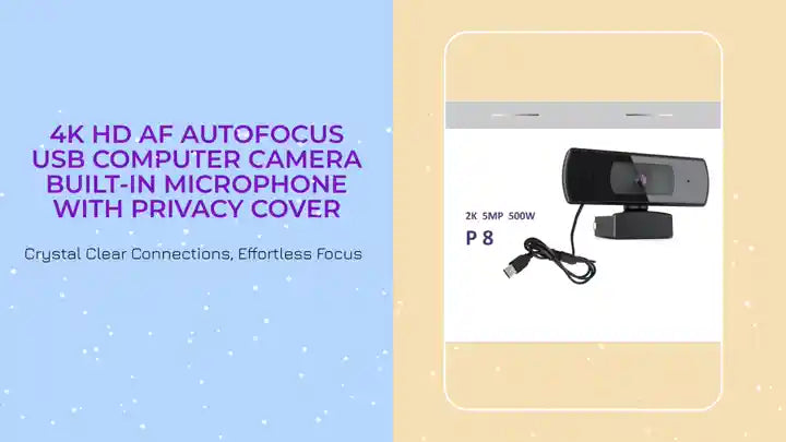 4K HD AF Autofocus USB Computer Camera Built-In Microphone With Privacy Cover by@Outfy